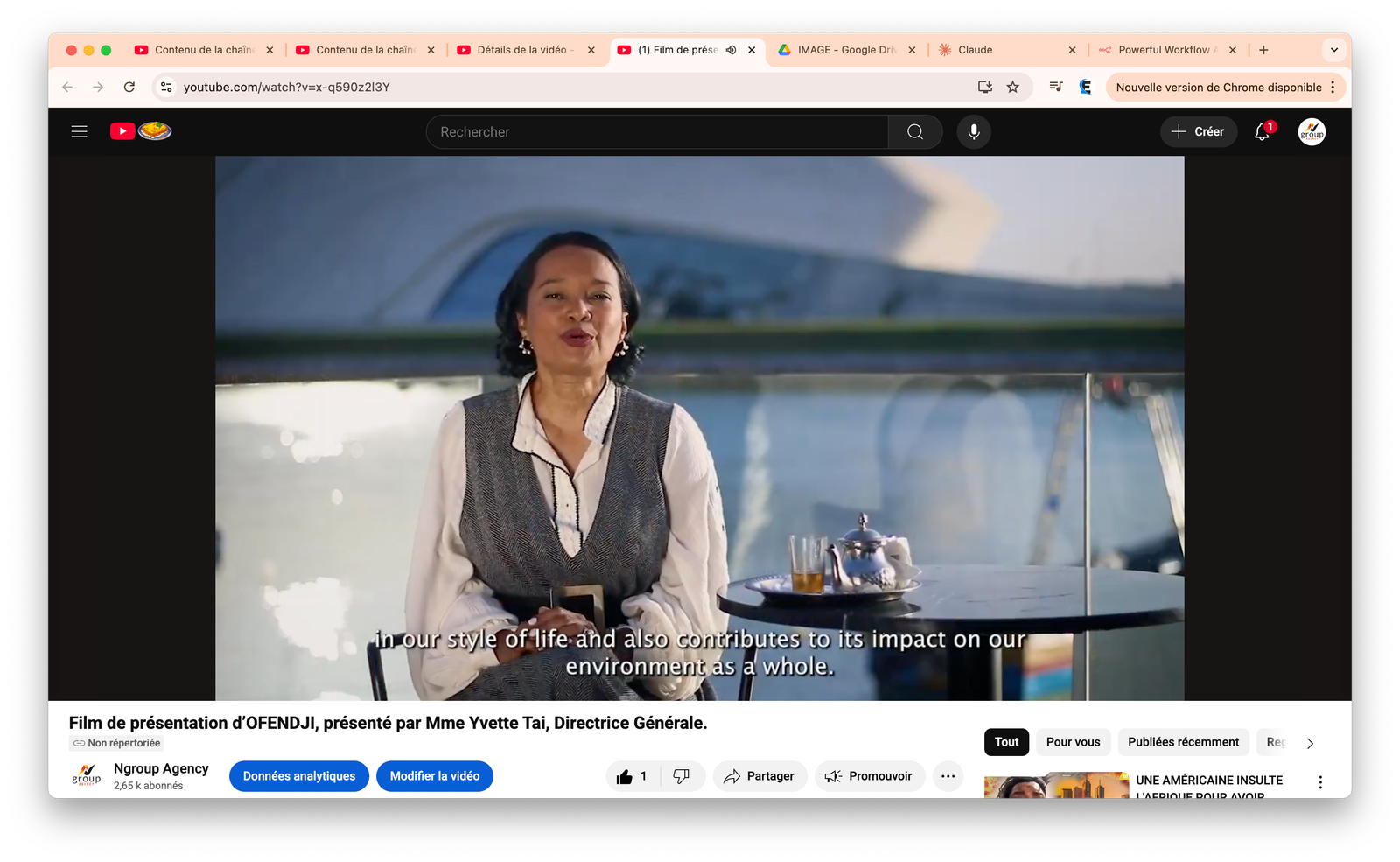 Film de présentation d’OFENDJI, présenté par Mme Yvette Tai, Directrice Générale.